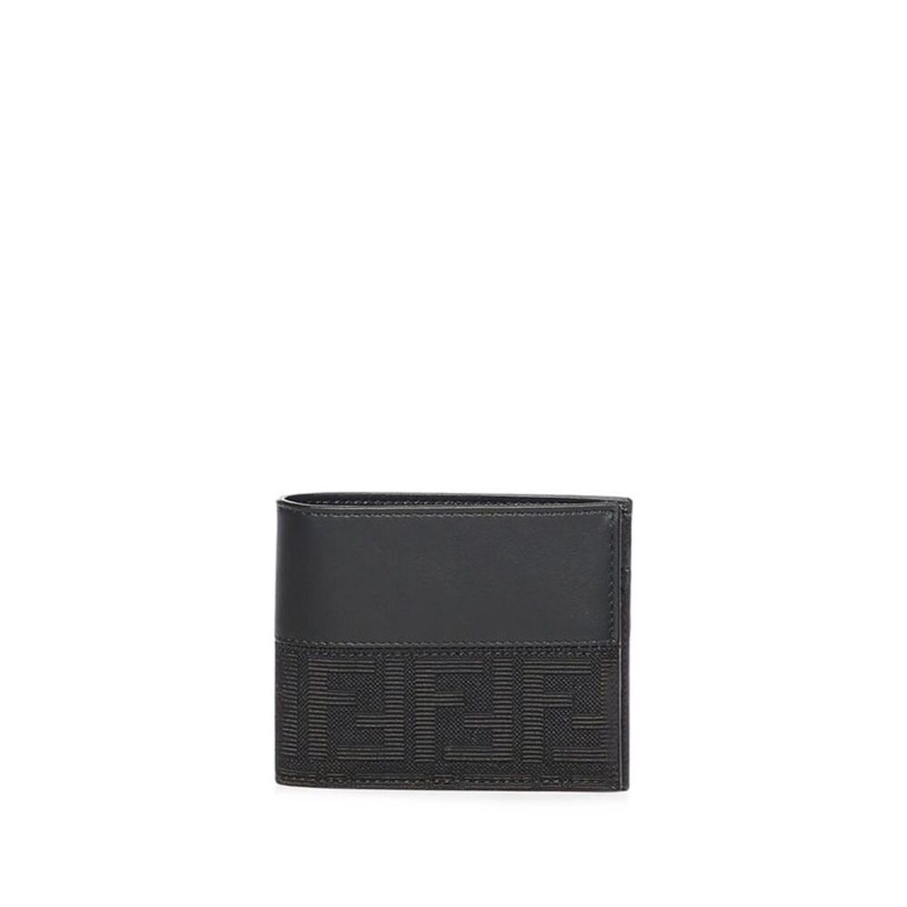 Fendi Men Portafoglio Bifold Ff Jacquard E Pelle